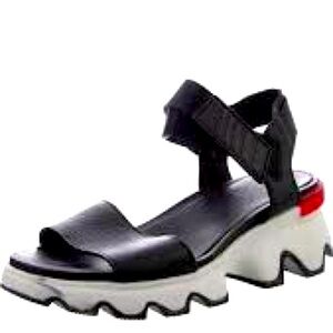 Black Chunky Platform Sandal with White Sole